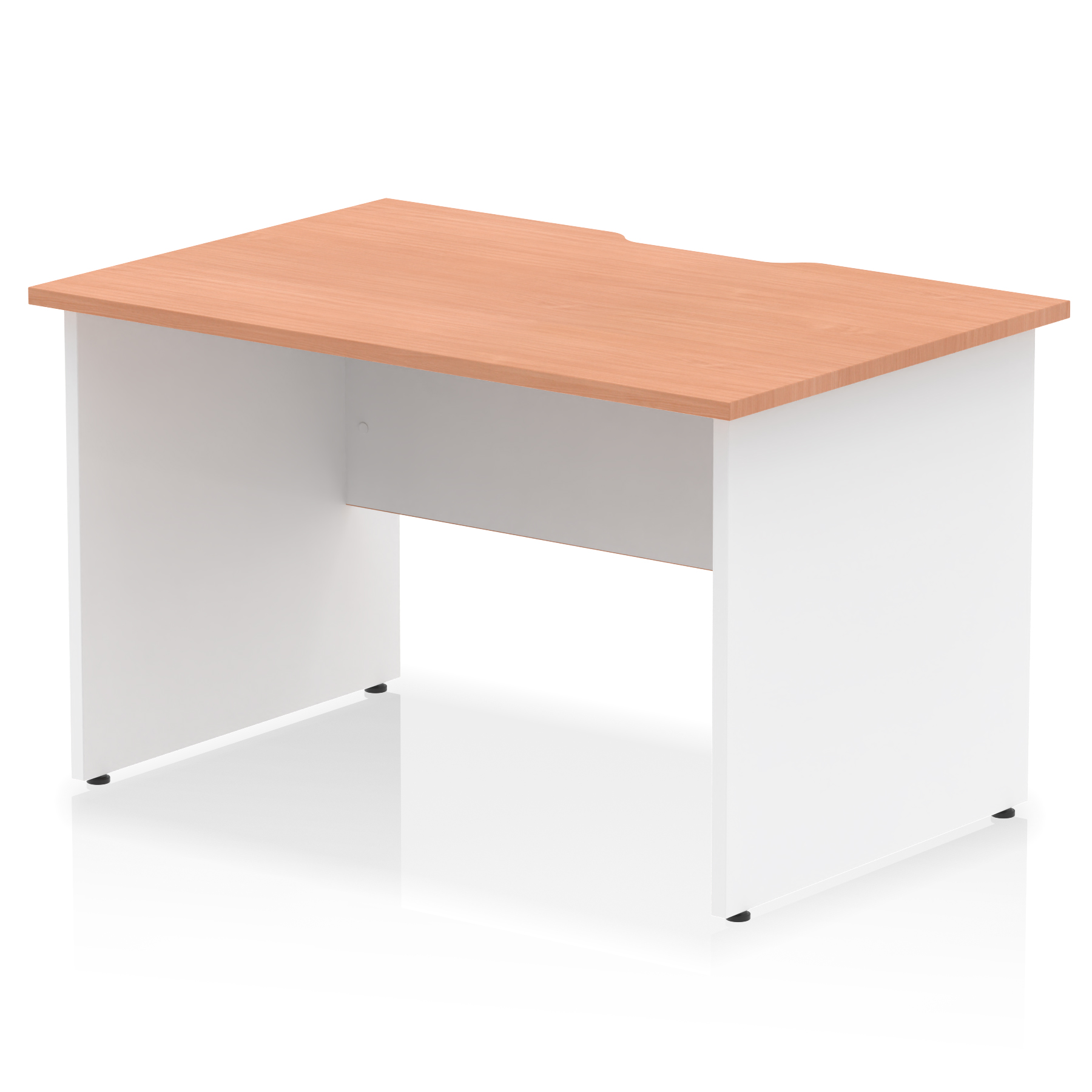 Impulse Scalloped Edge 1200mm Straight Desk Panel End Leg — Beech & White / White Panel Frame