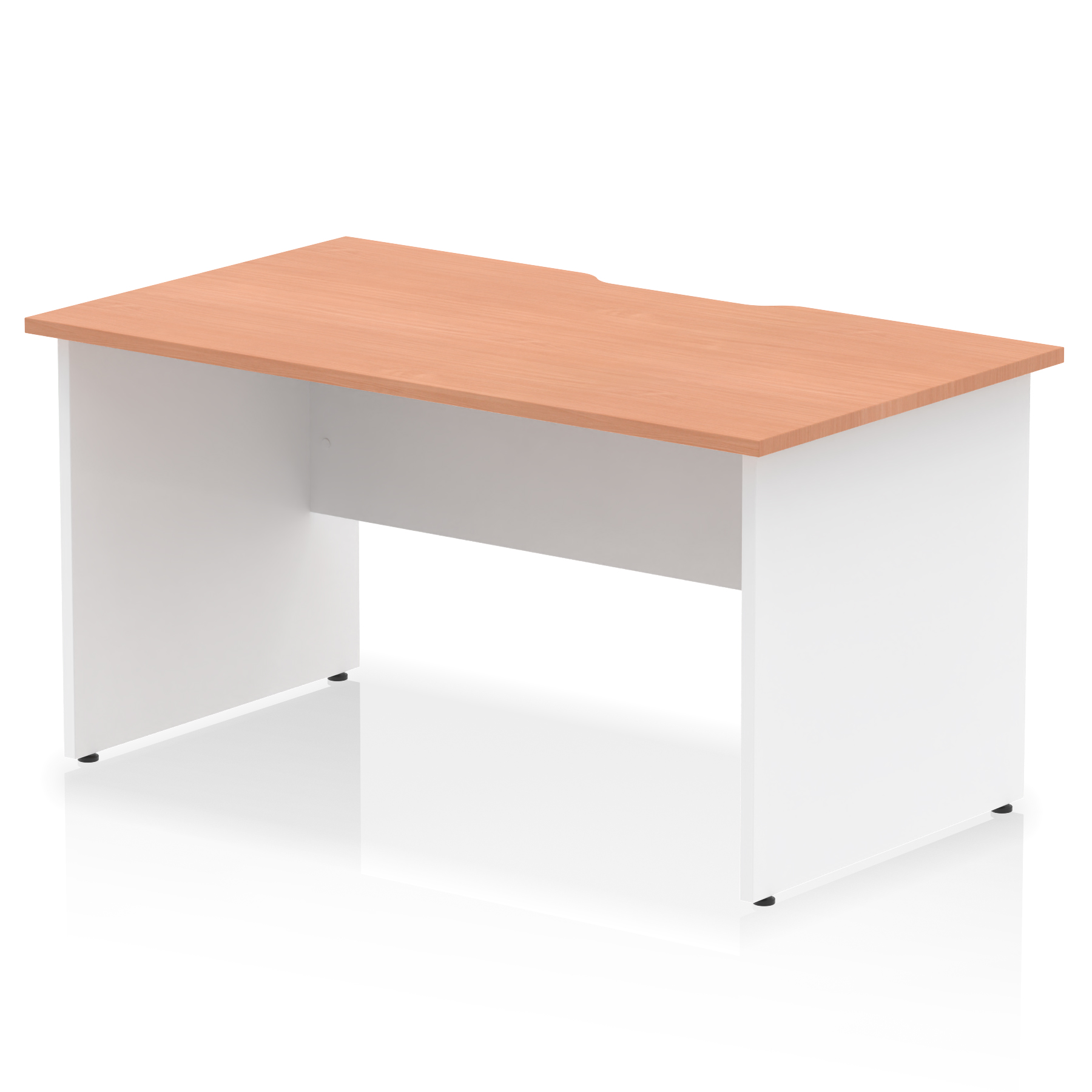 Impulse Scalloped Edge 1400mm Straight Desk Panel End Leg — Beech & White / White Panel Frame
