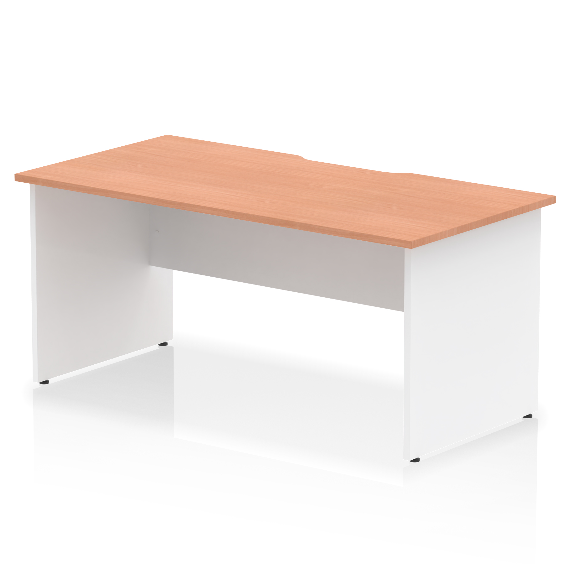 Impulse Scalloped Edge 1600mm Straight Desk Panel End Leg — Beech & White / White Panel Frame